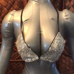 Flashy little sequined bra top. Size M